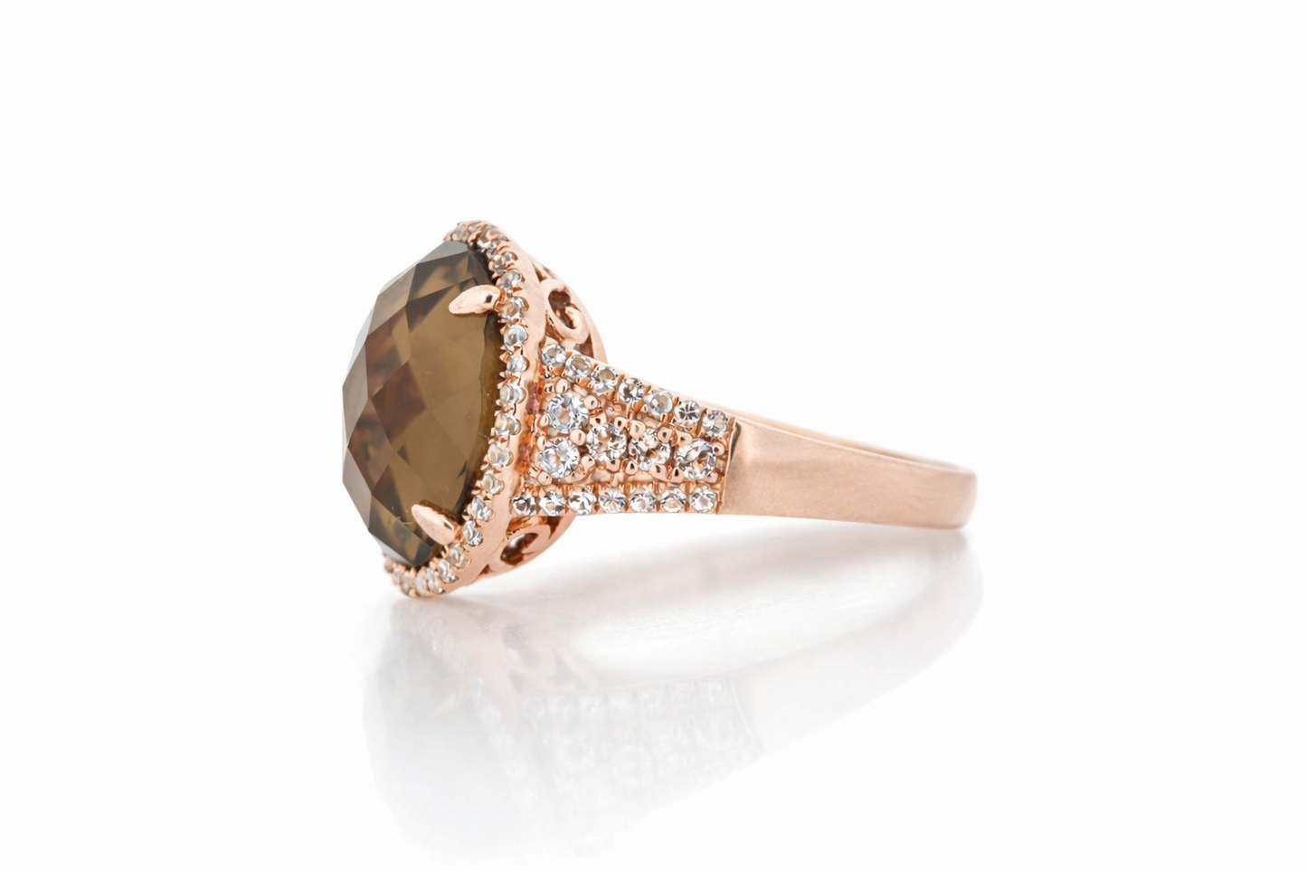 925 Cognac Quartz - White Topaz Ring - 8DOT24 cts