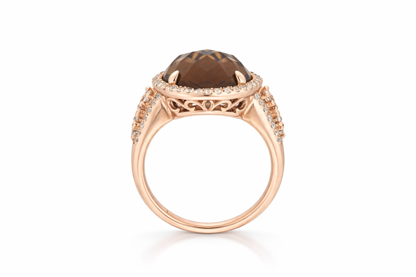 925 Cognac Quartz - White Topaz Ring - 8DOT24 cts