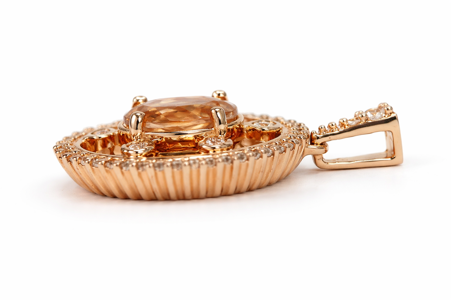 Morganite - White Sapphire - Rose Gold Plated Pendant