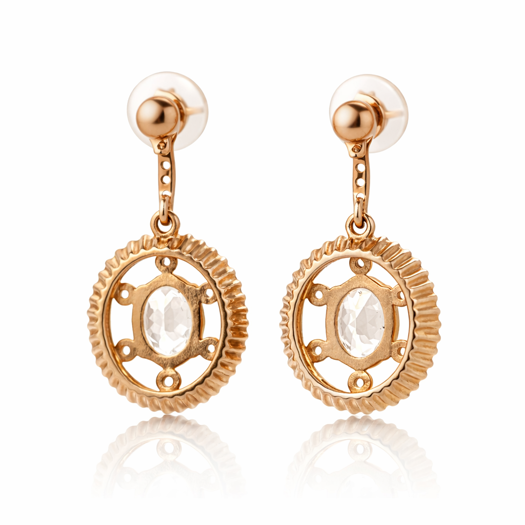Rose Gold Plated Morganite - Sapphire Stud Earring