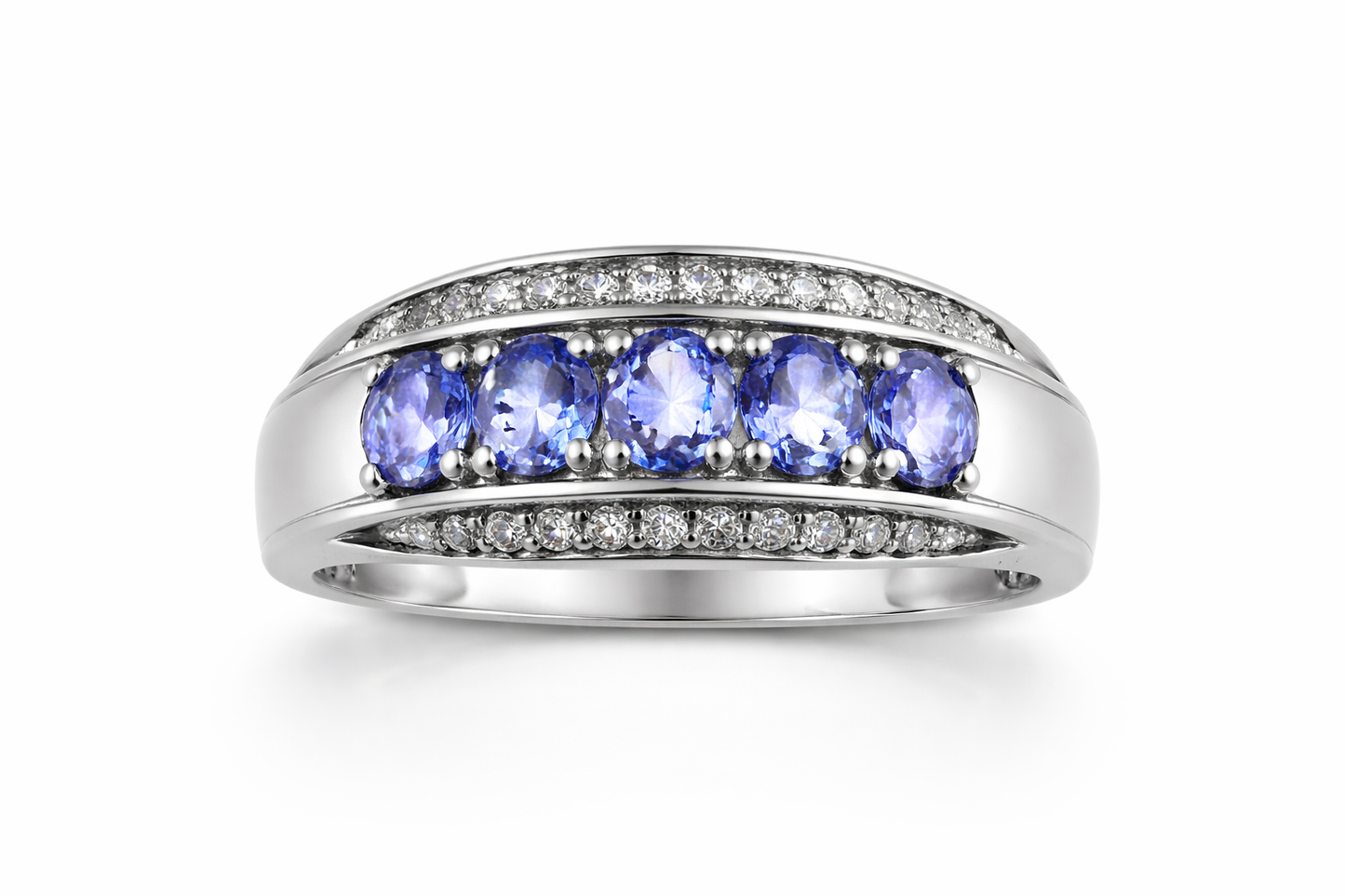 Elegant Tanzanite - White Topaz Silver Ring