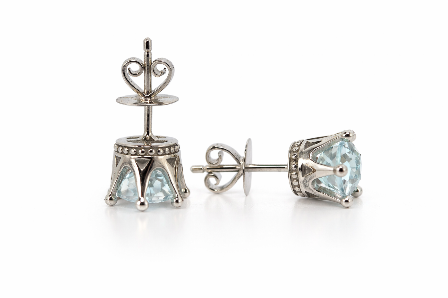 925 Aquamarine Stud Earrings diamond cut - 1DOT50 cts sale special thanksgiving