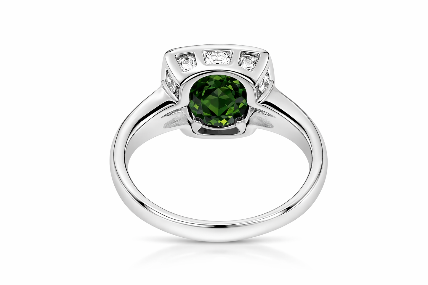 Chrome Diopside - White Sapphire Ring