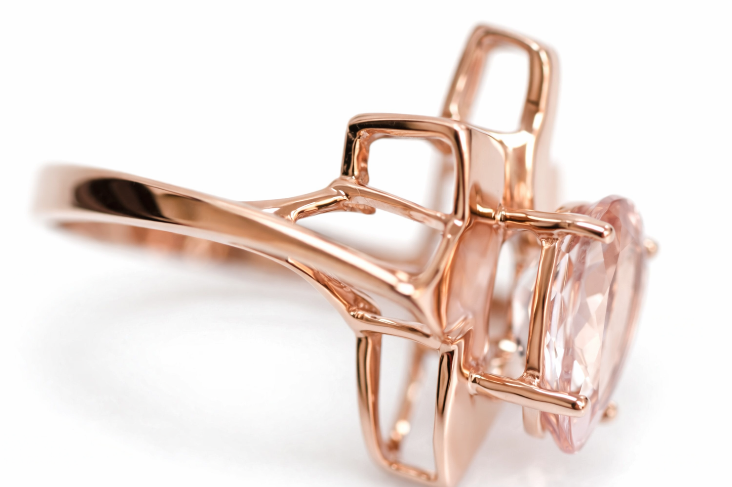 Unique Design Morganite Rose Gold Ring