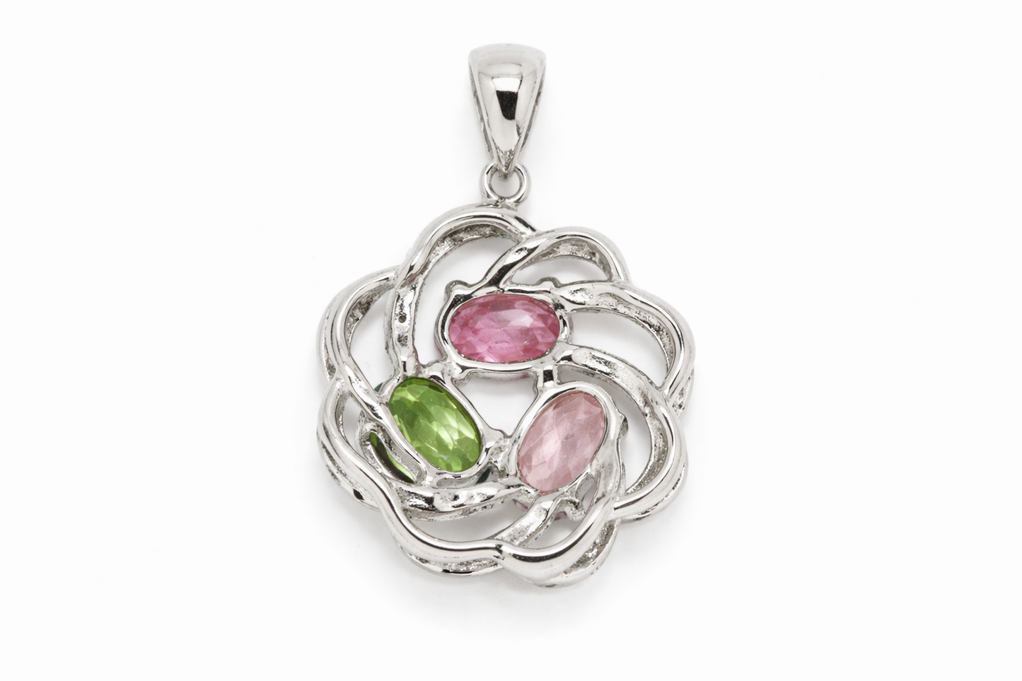 925 Multicolor Tourmaline - White Topaz Pendant - 2.70 cts