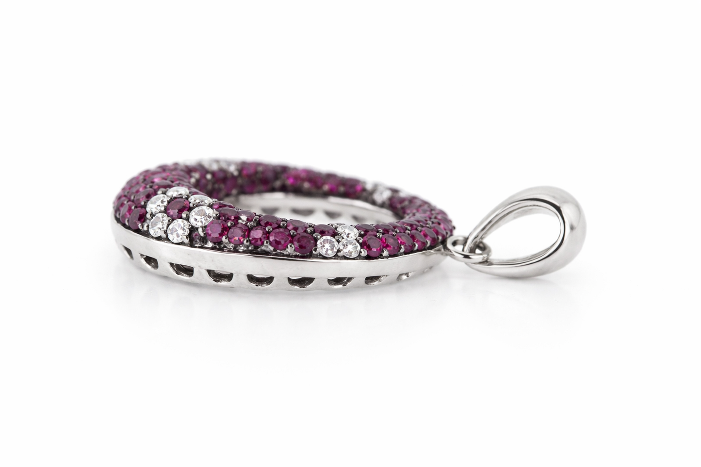 925 Sterling Silver Synthetic Ruby / White Topaz Pendant ( 2.32 cts)