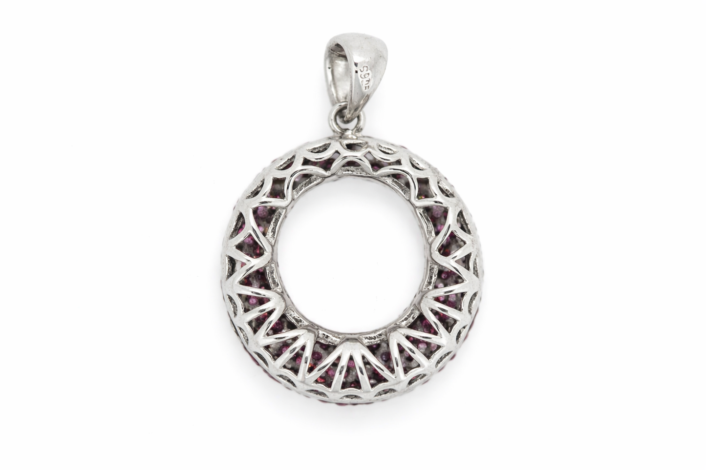 925 Sterling Silver Synthetic Ruby / White Topaz Pendant ( 2.32 cts)