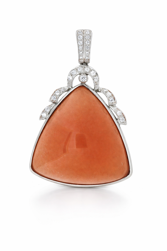 925 Sterling Silver Jade w-White Topaz Pendant-45DOT22 cts