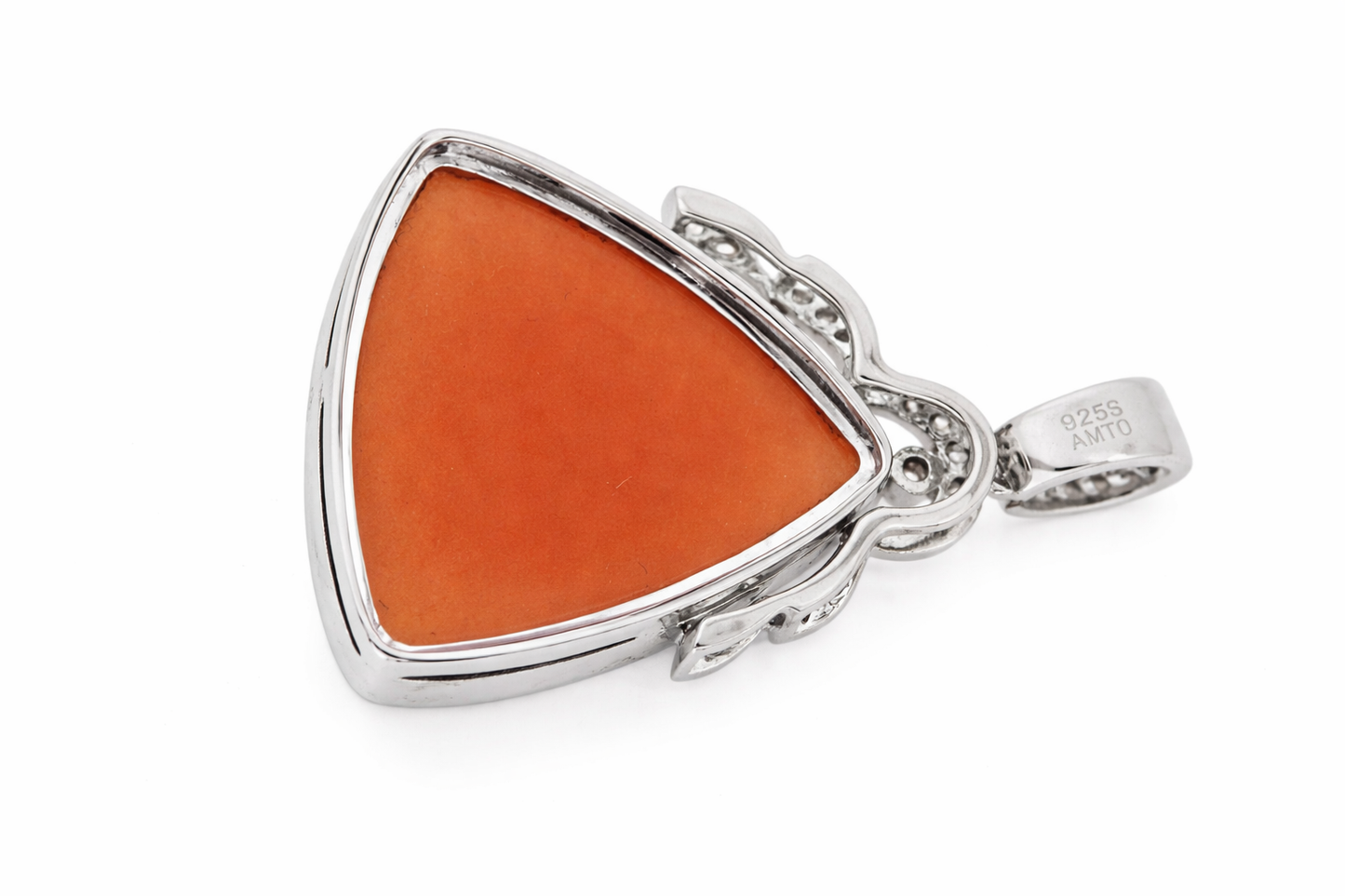 925 Sterling Silver Jade w-White Topaz Pendant-45DOT22 cts