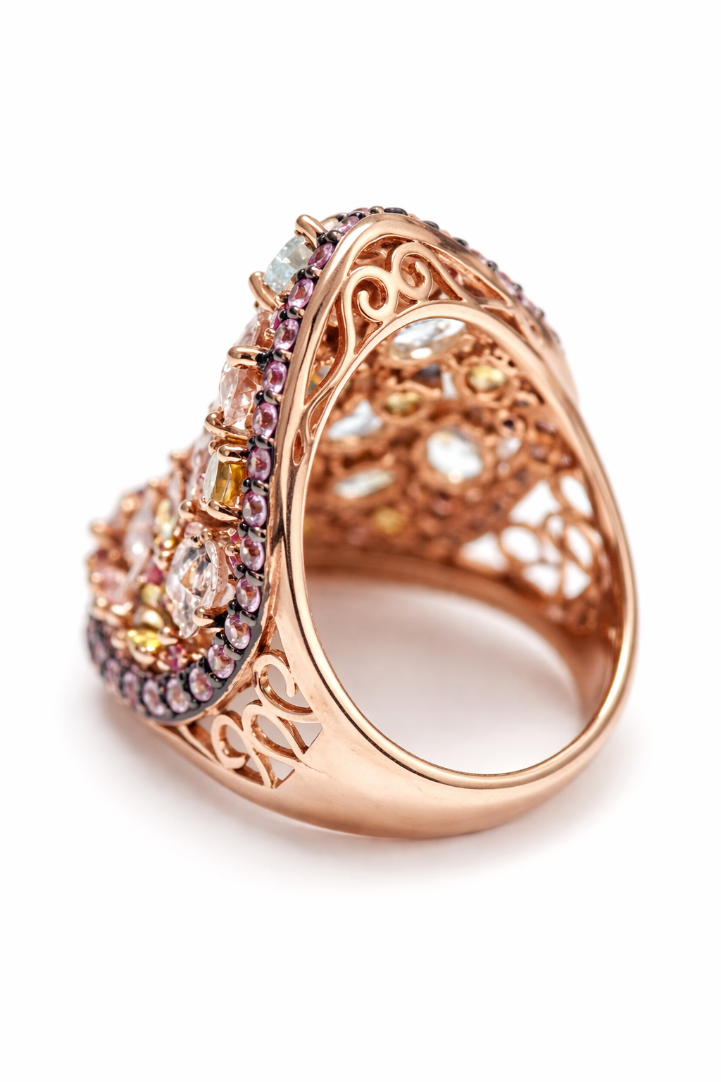 Morganite - Aquamarine - Sapphire Ring