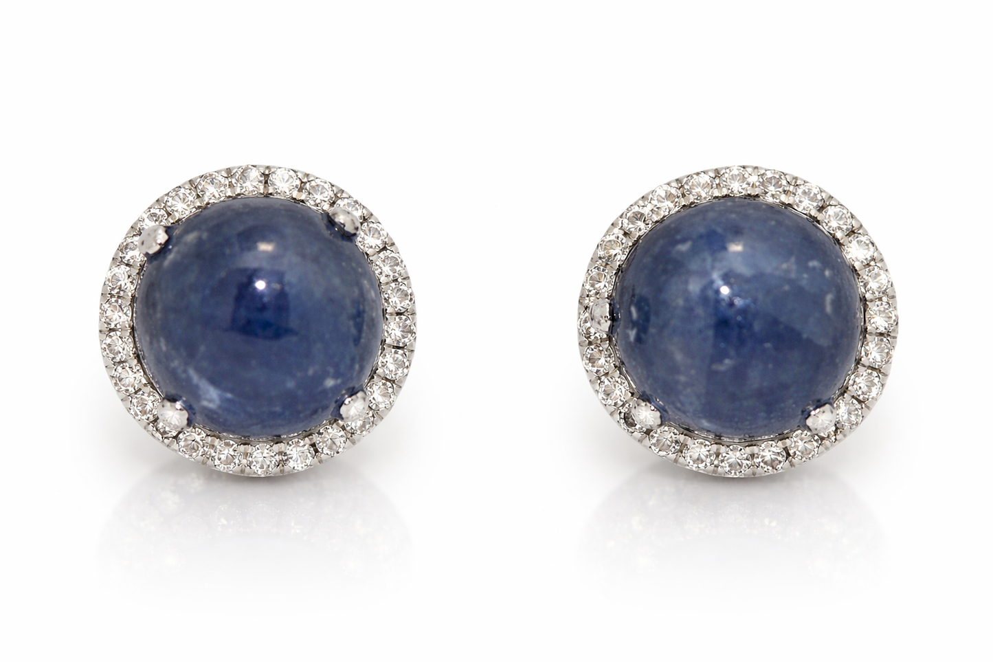 925 Sterling Silver Blue Corundum-White Topaz Ring-Pendant-Earring Set-22.84 cts