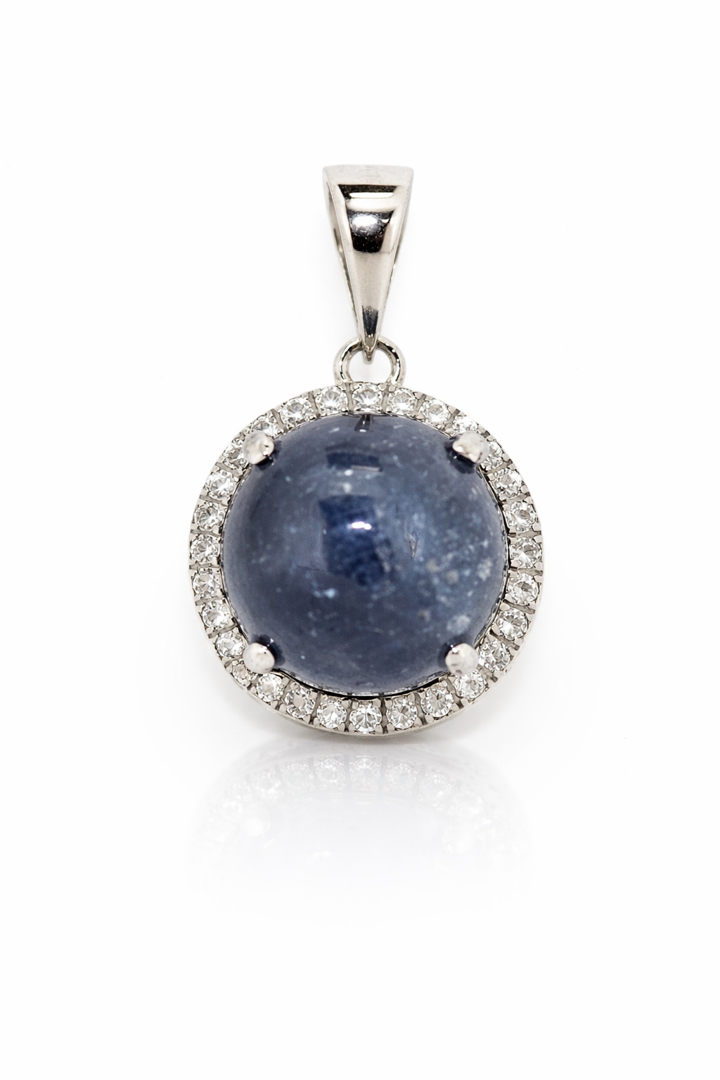 925 Sterling Silver Blue Corundum-White Topaz Ring-Pendant-Earring Set-22.84 cts