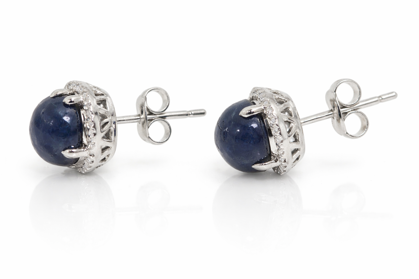 925 Sterling Silver Blue Corundum-White Topaz Ring-Pendant-Earring Set-22.84 cts