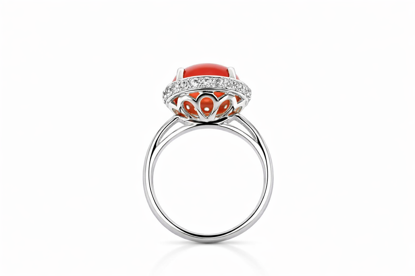 925 Orange Chalcedony - White Topaz Set -15DOT87 cts