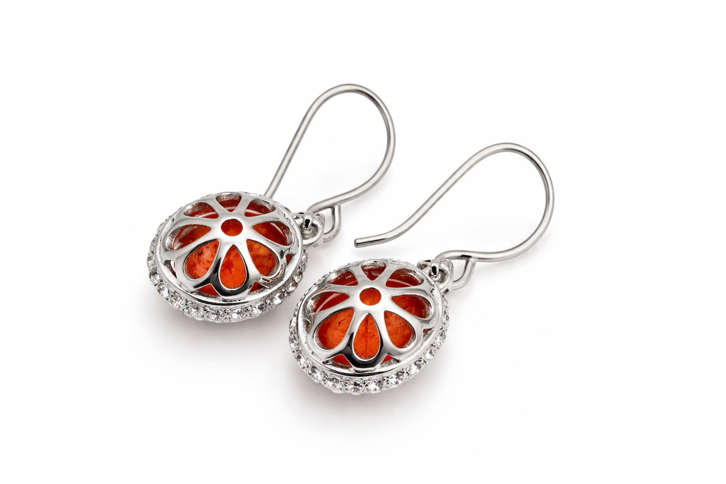 925 Orange Chalcedony - White Topaz Set -15DOT87 cts