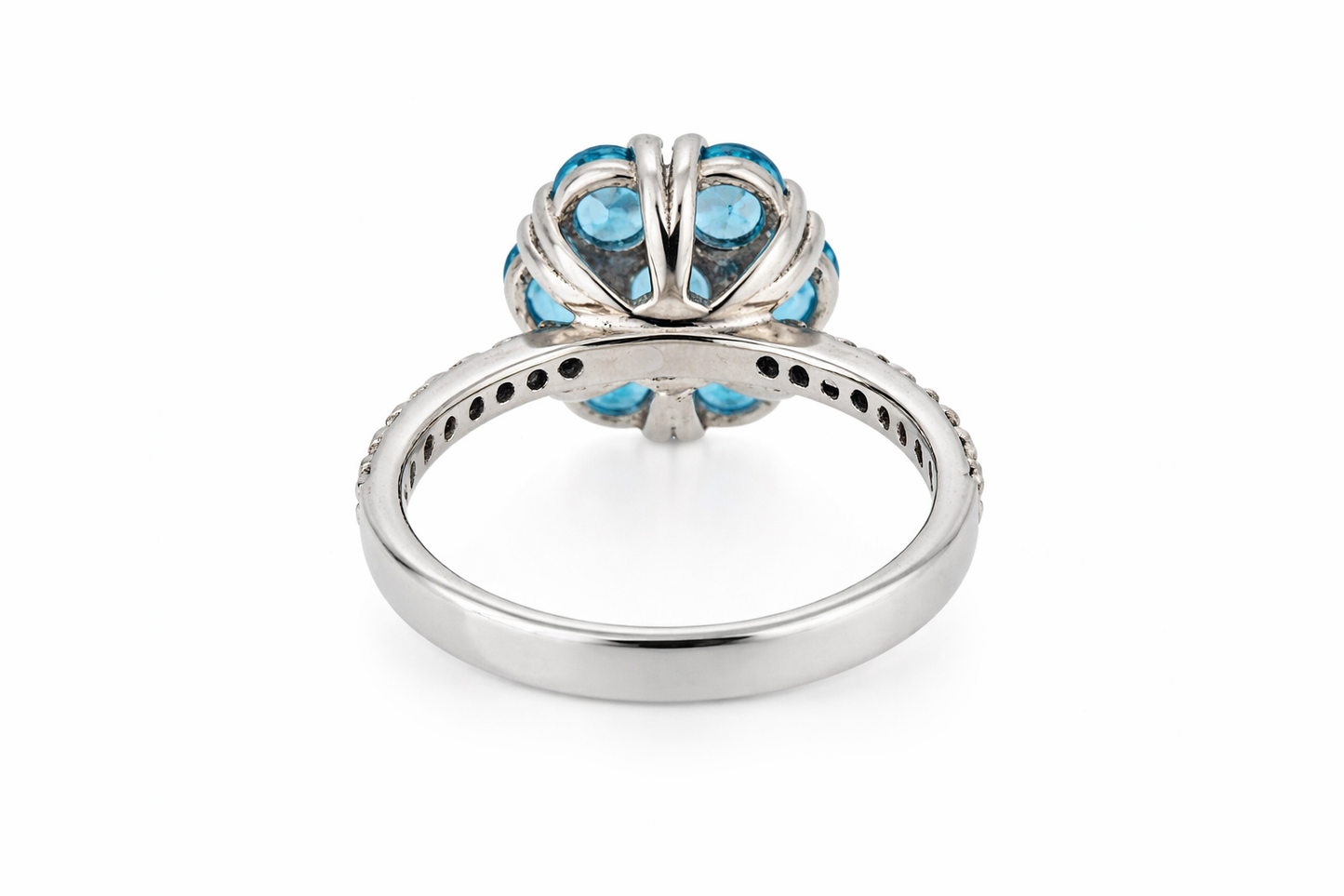 925 Blue Topaz - White Topaz Ring & Earring Set - 13.76 cts