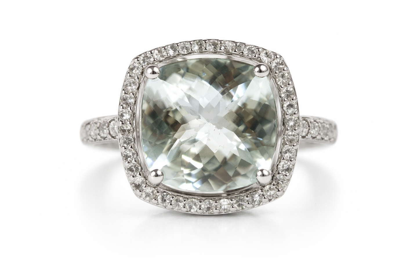 Aquamarine / White Sapphire / Silver Ring