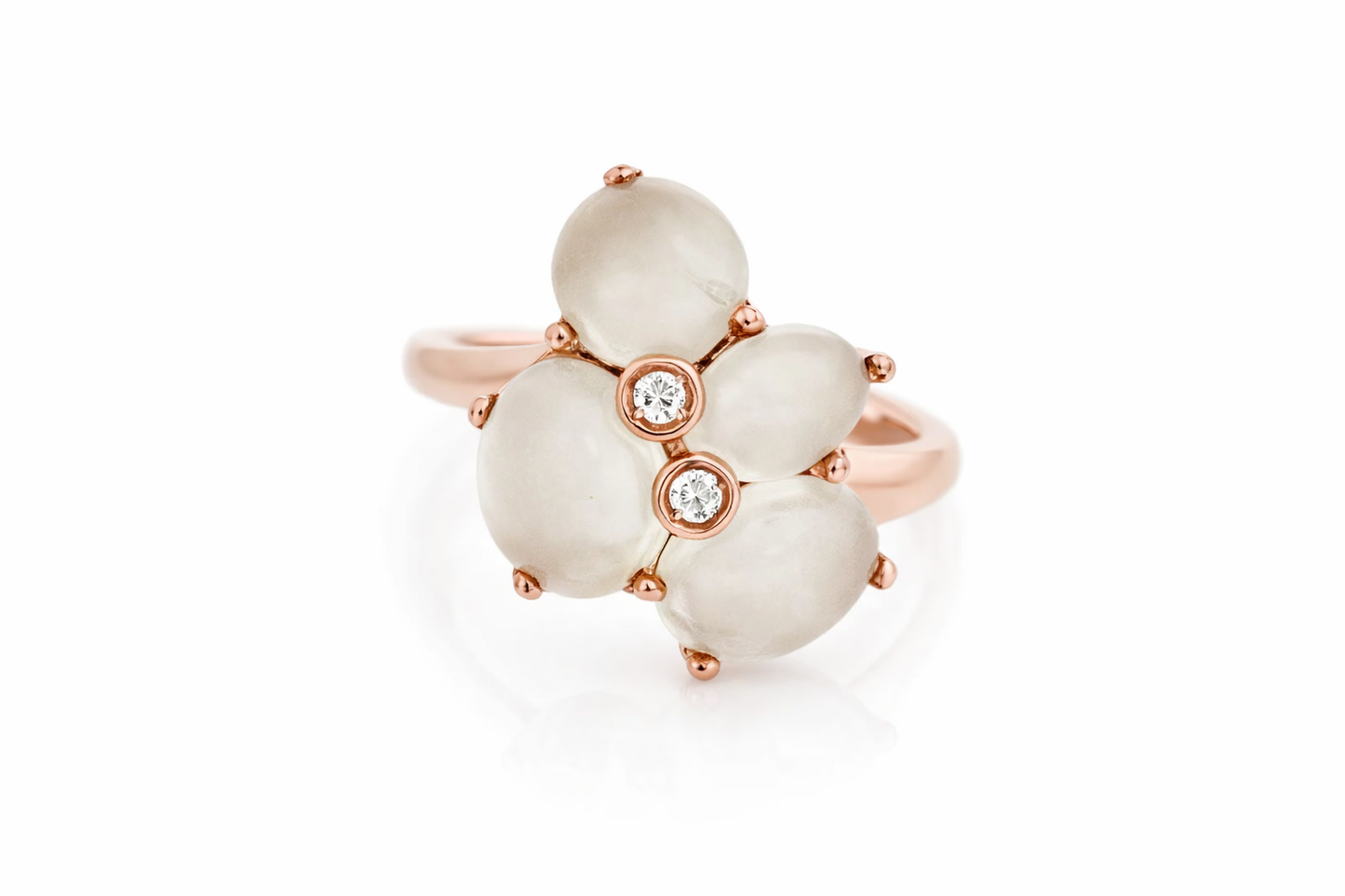 925 Vermeil Moonstone - White Topaz Ring -3DOT67 cts