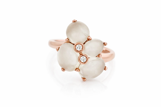 925 Vermeil Moonstone - White Topaz Ring -3DOT67 cts