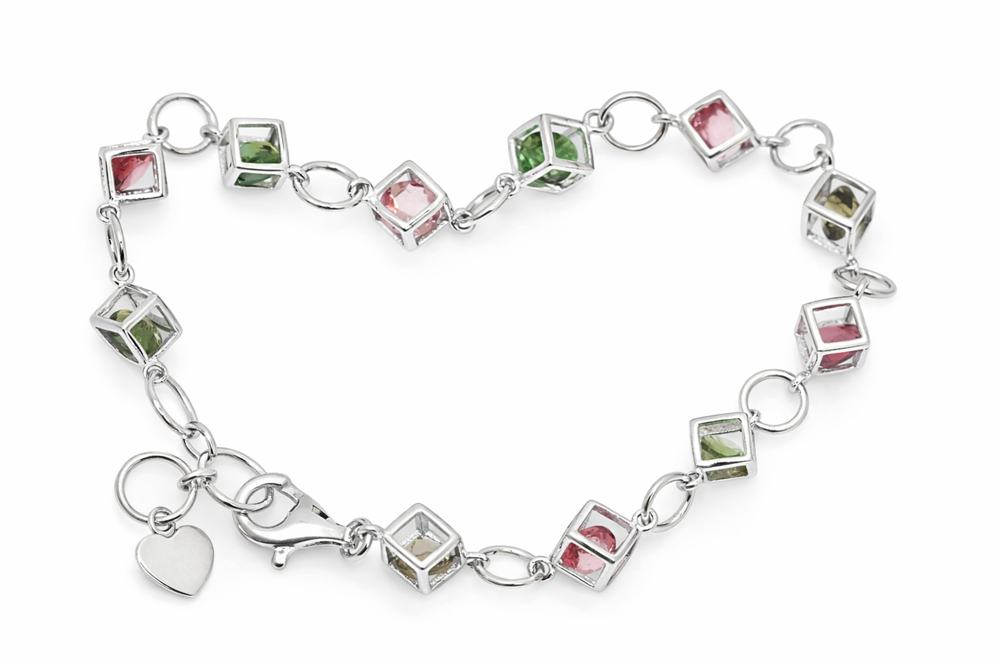 .925 Sterling Silver Colors of Tourmaline Earring / Bracelet (7.65 cts)
