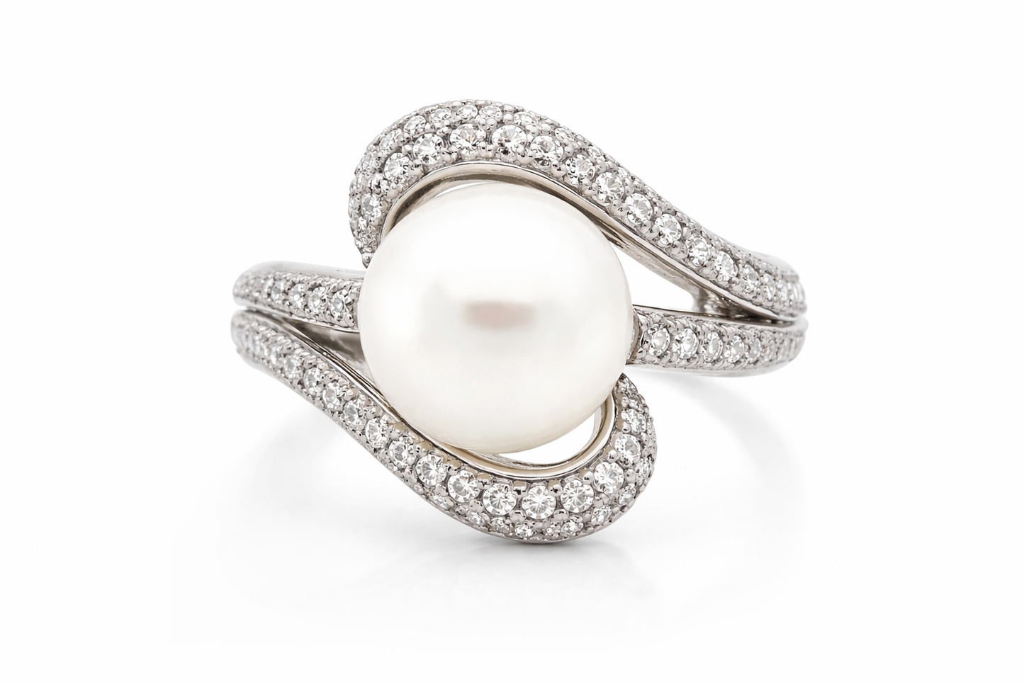 925 SS Pearl - White Topaz Ring - 7DOT26 cts