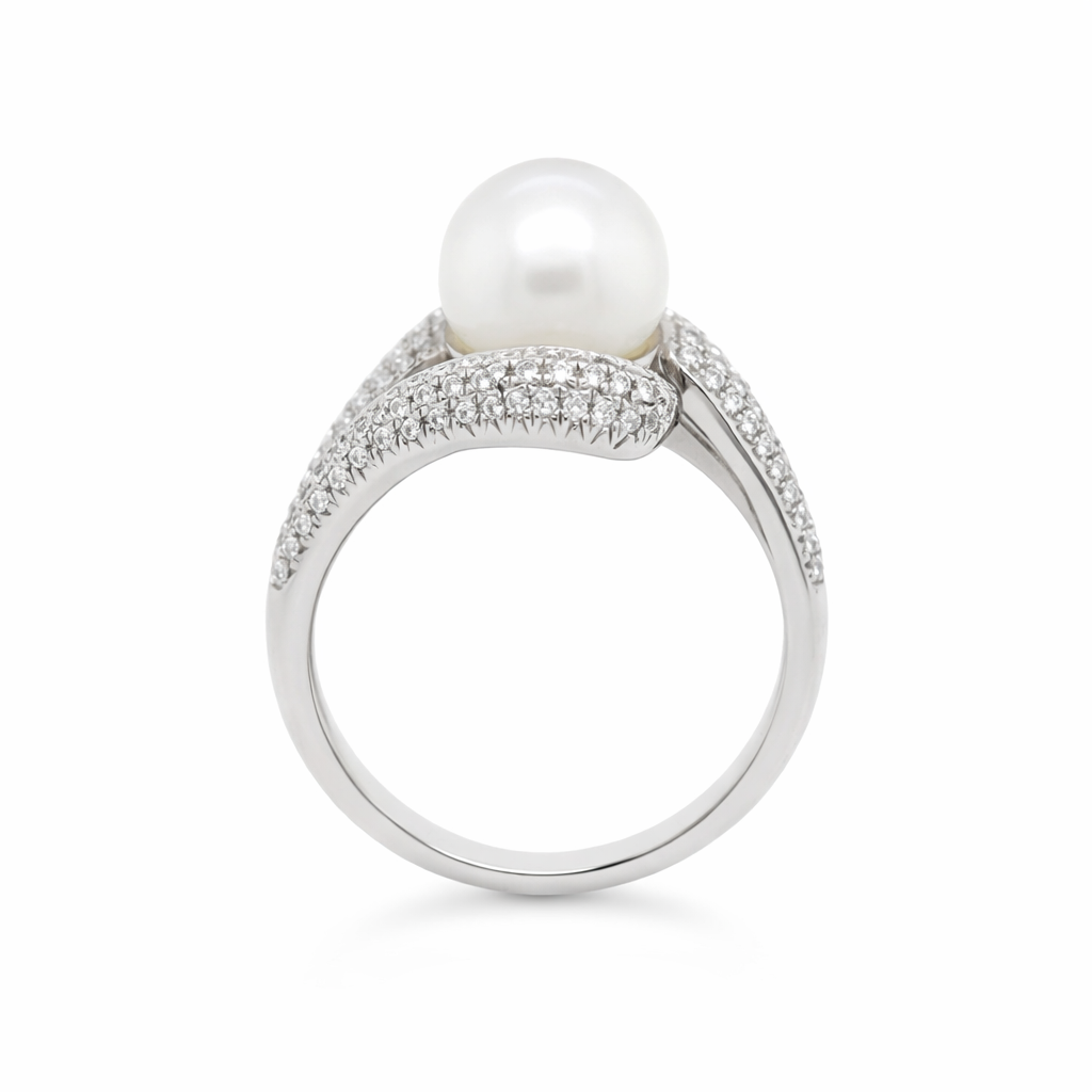 925 SS Pearl - White Topaz Ring - 7DOT26 cts