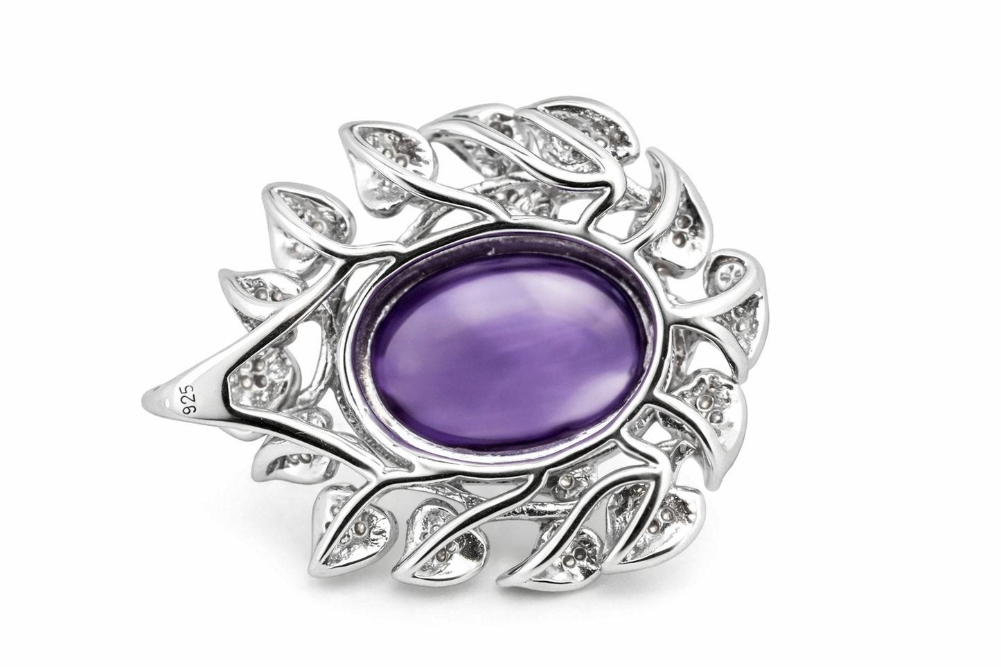 925 Sterling Silver Amethyst w-White Topaz Pendant - 12.74 cts