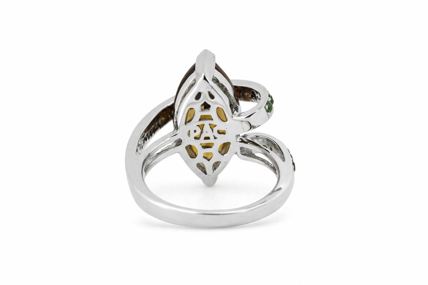 925 SS Cognac Quartz - Chrome Diopside Ring - 8DOT02 cts