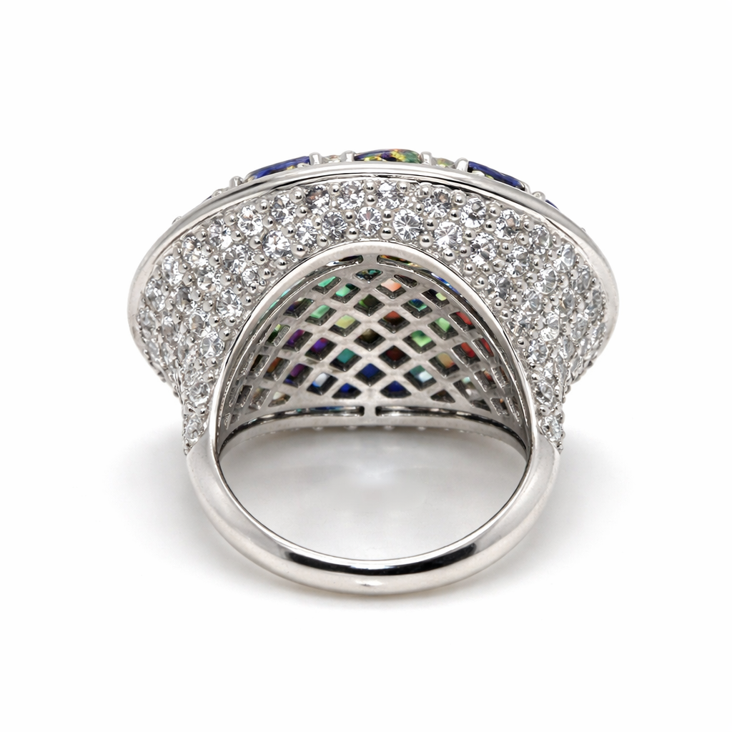 925 Kyanite-White Zircon-Rhodolite Ring
