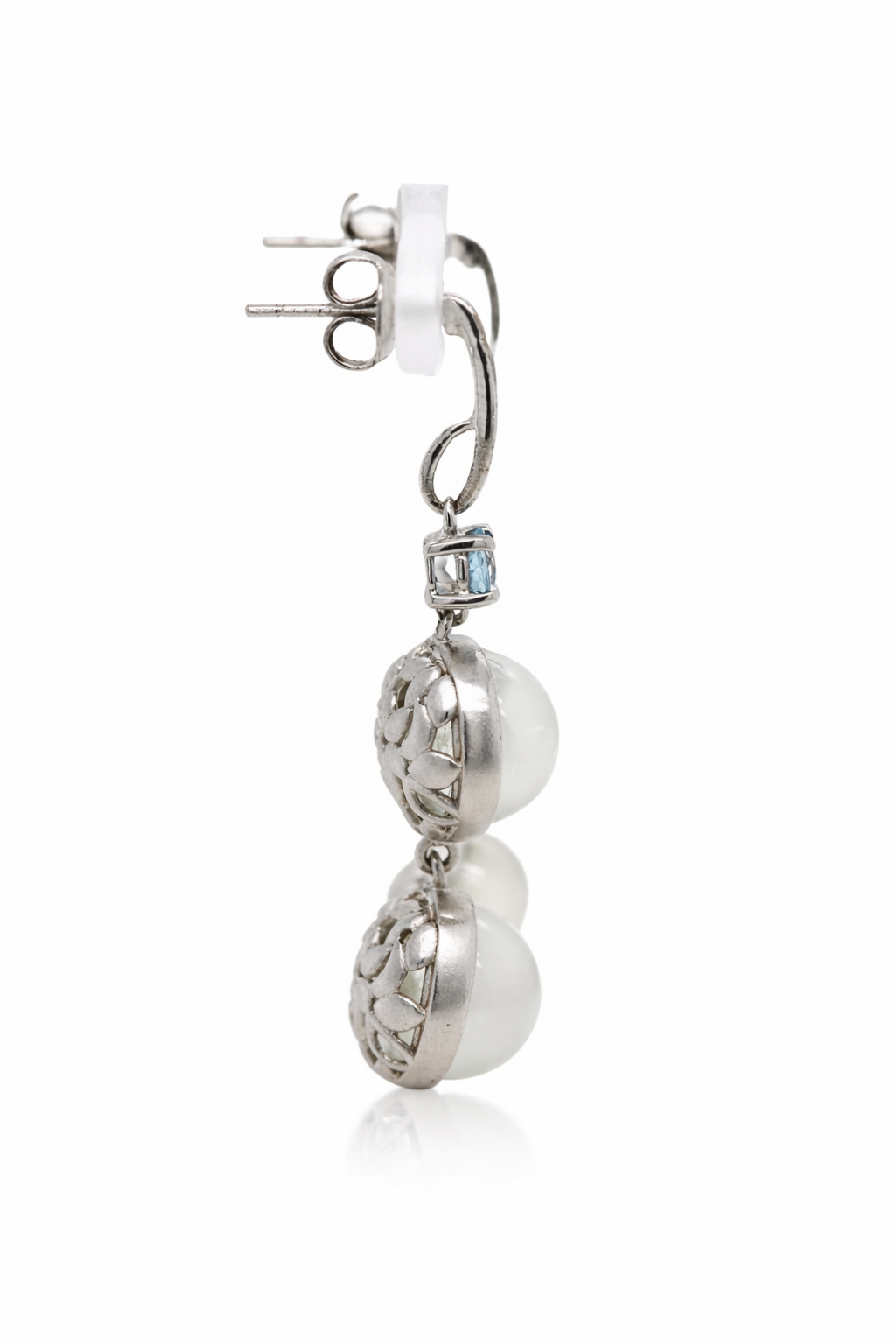 925 Moonstone - Blue Topaz Earring - 2.00 cts