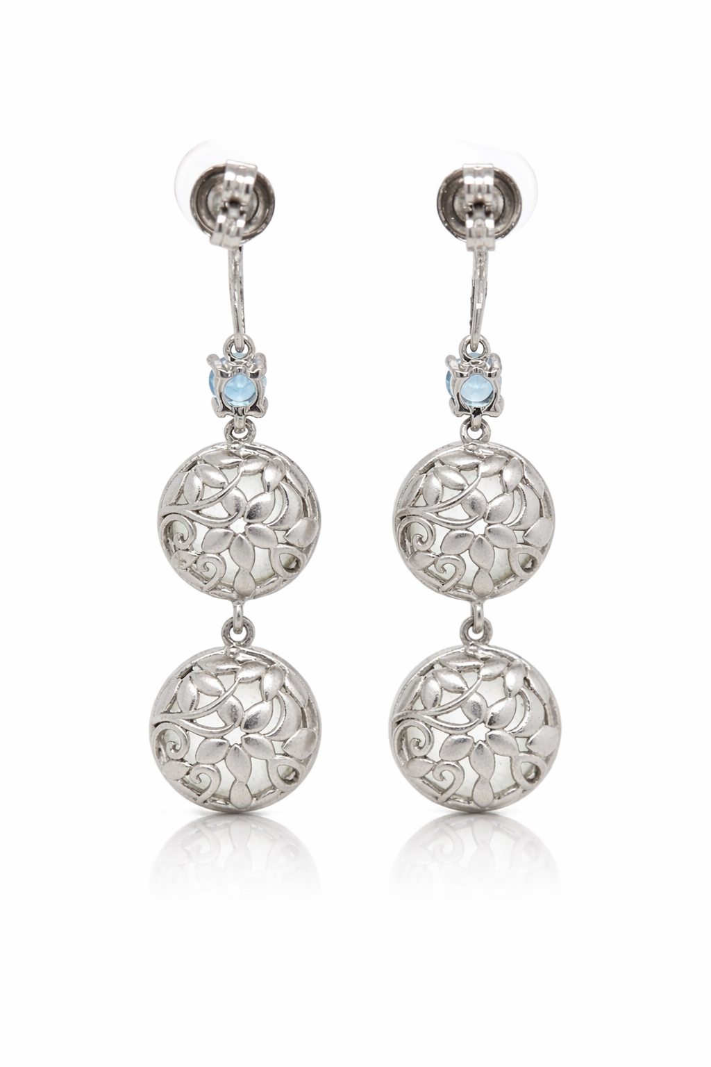 925 Moonstone - Blue Topaz Earring - 2.00 cts