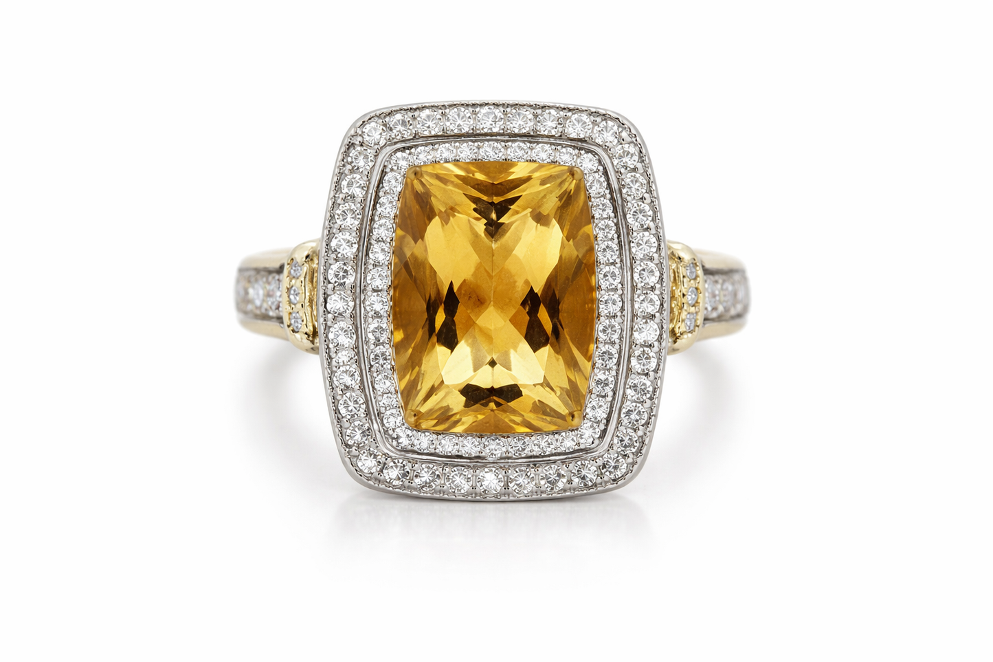 925 Citrine - White Topaz Ring - 7.43 cts