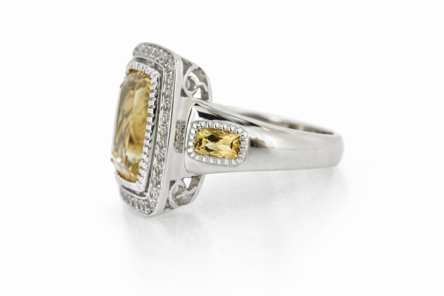925 Citrine - White Topaz Ring - 7.43 cts