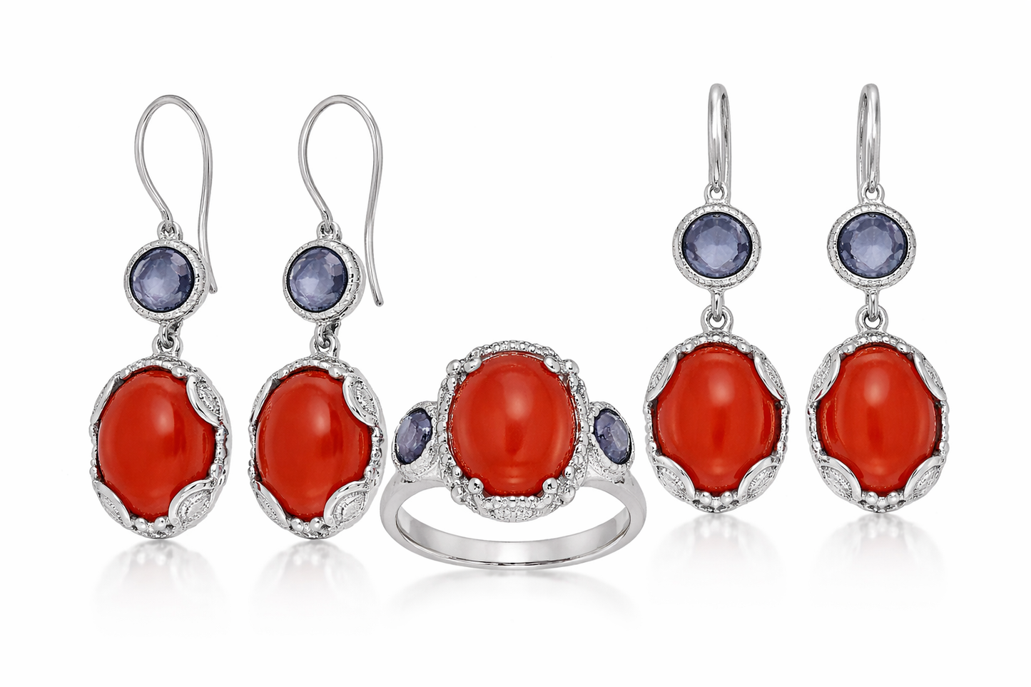 925 Orange Chalcedony - Iolite Set