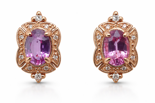 14K ROSE GOLD PINK SAPPHIRE EARRING