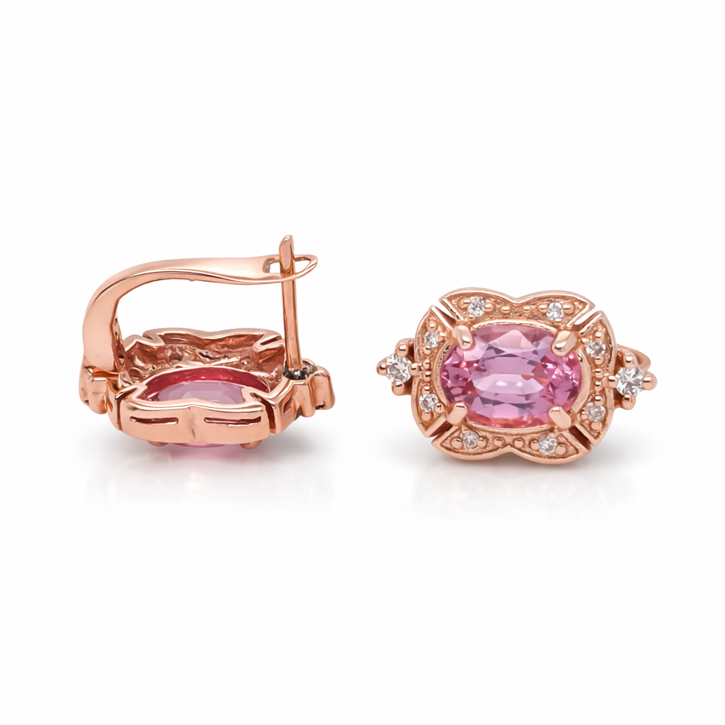 14K ROSE GOLD PINK SAPPHIRE EARRING