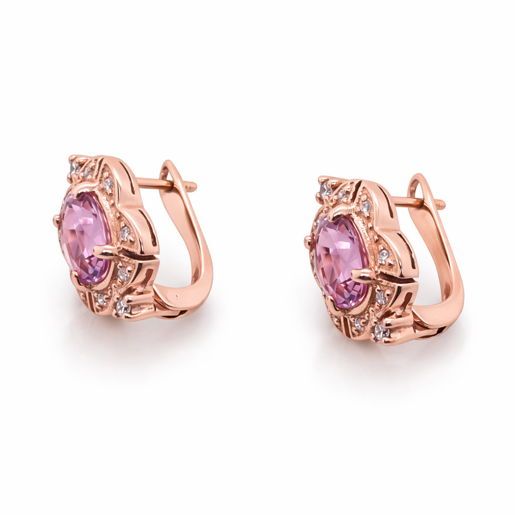 14K ROSE GOLD PINK SAPPHIRE EARRING