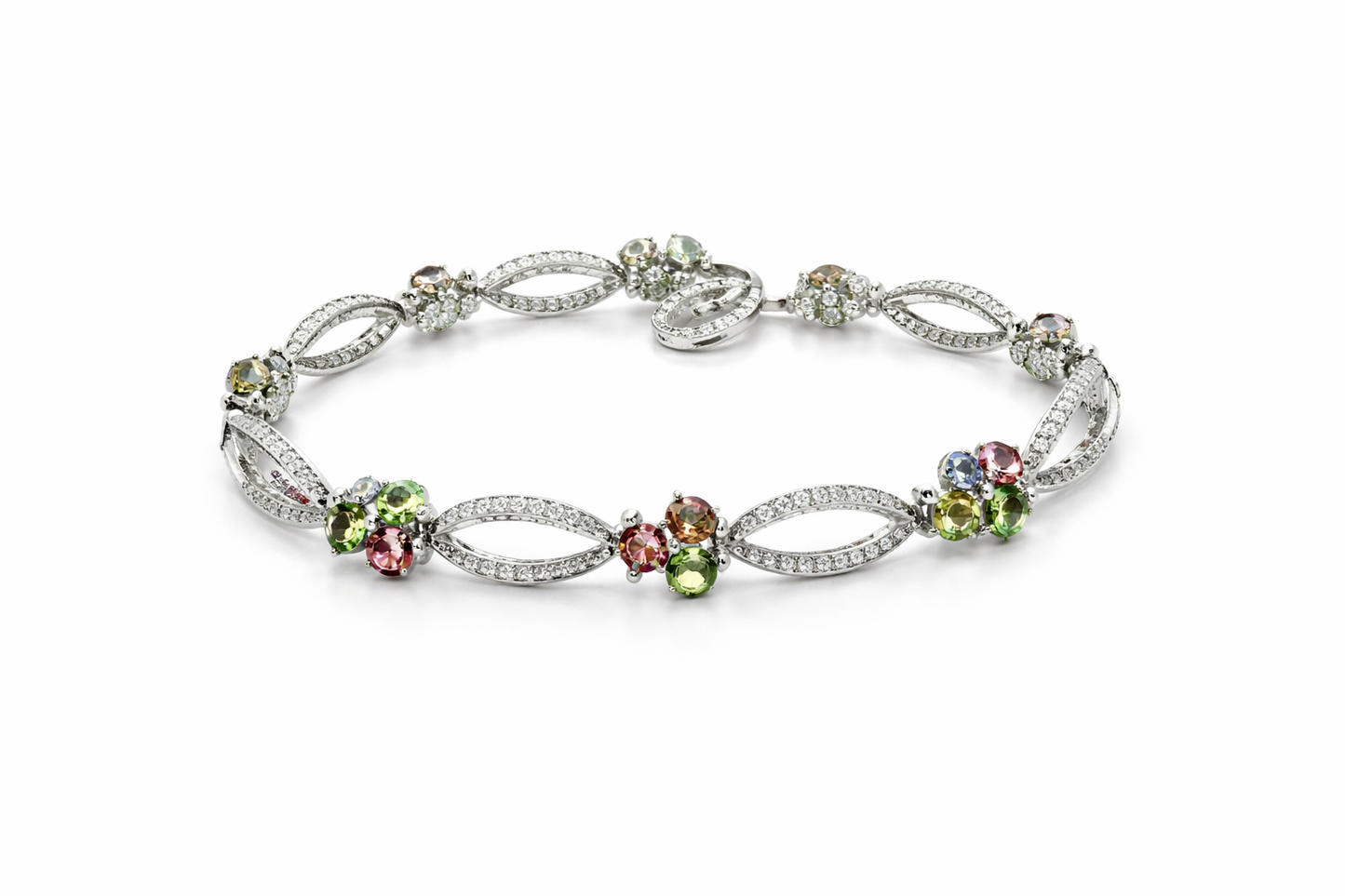 925 Tourmaline-White Topaz bracelet 7DOT25 CT’s