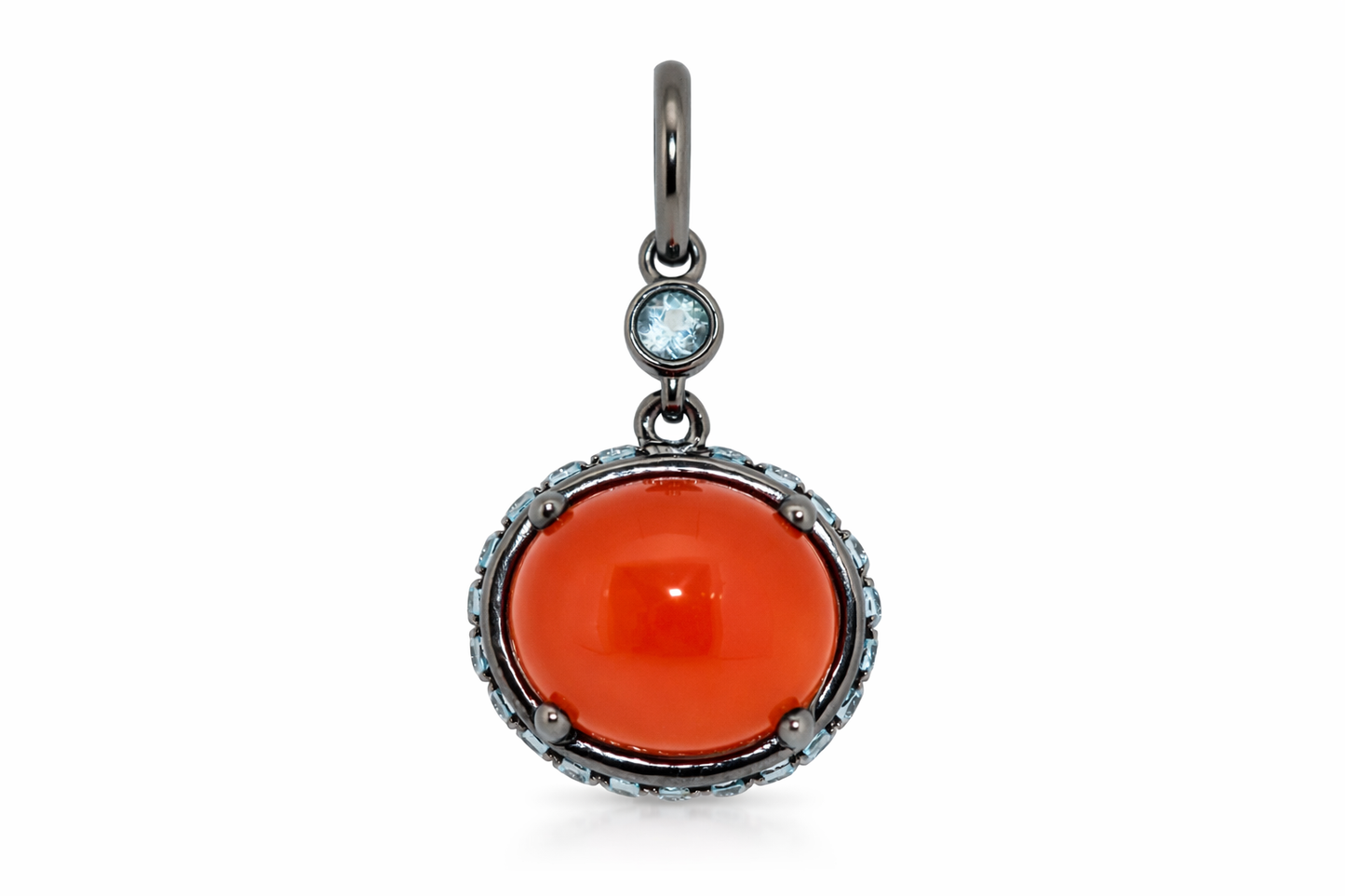 925 Orange Chalcedony - Blue Topaz Set -16.12 cts