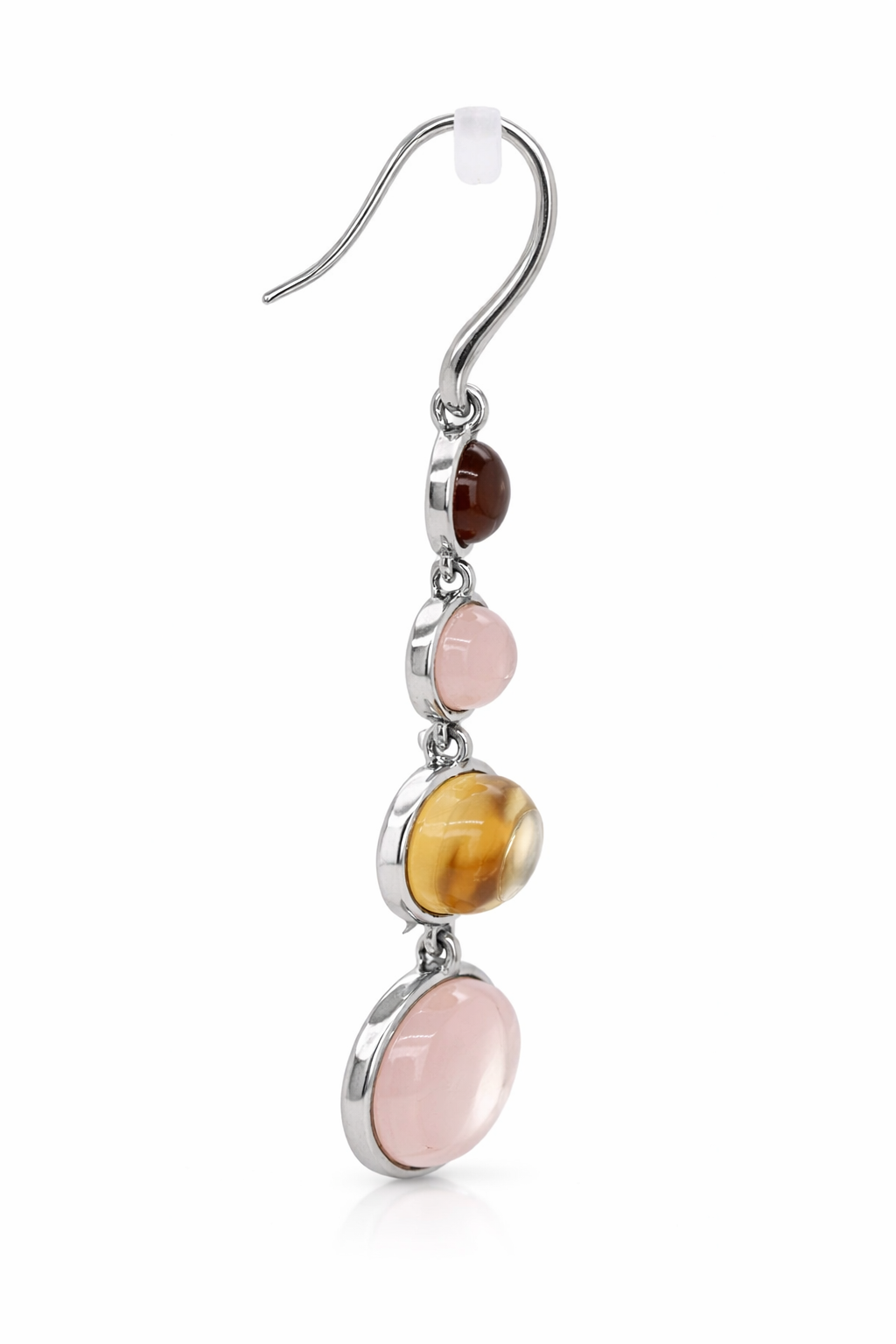 925 Lemon Quartz - Rose Quartz - Citrine Earrings - 22DOT50 cts