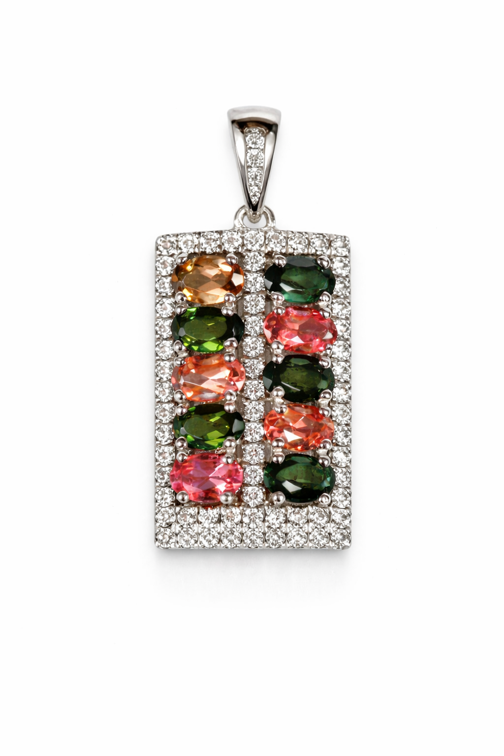 Tourmaline / White Topaz / 925 Silver Pendant