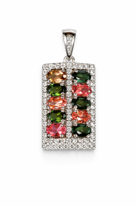 Tourmaline / White Topaz / 925 Silver Pendant