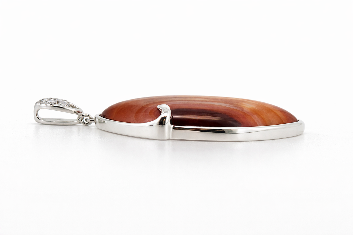 925 Red Agate - White Topaz Pendant -31.45 cts
