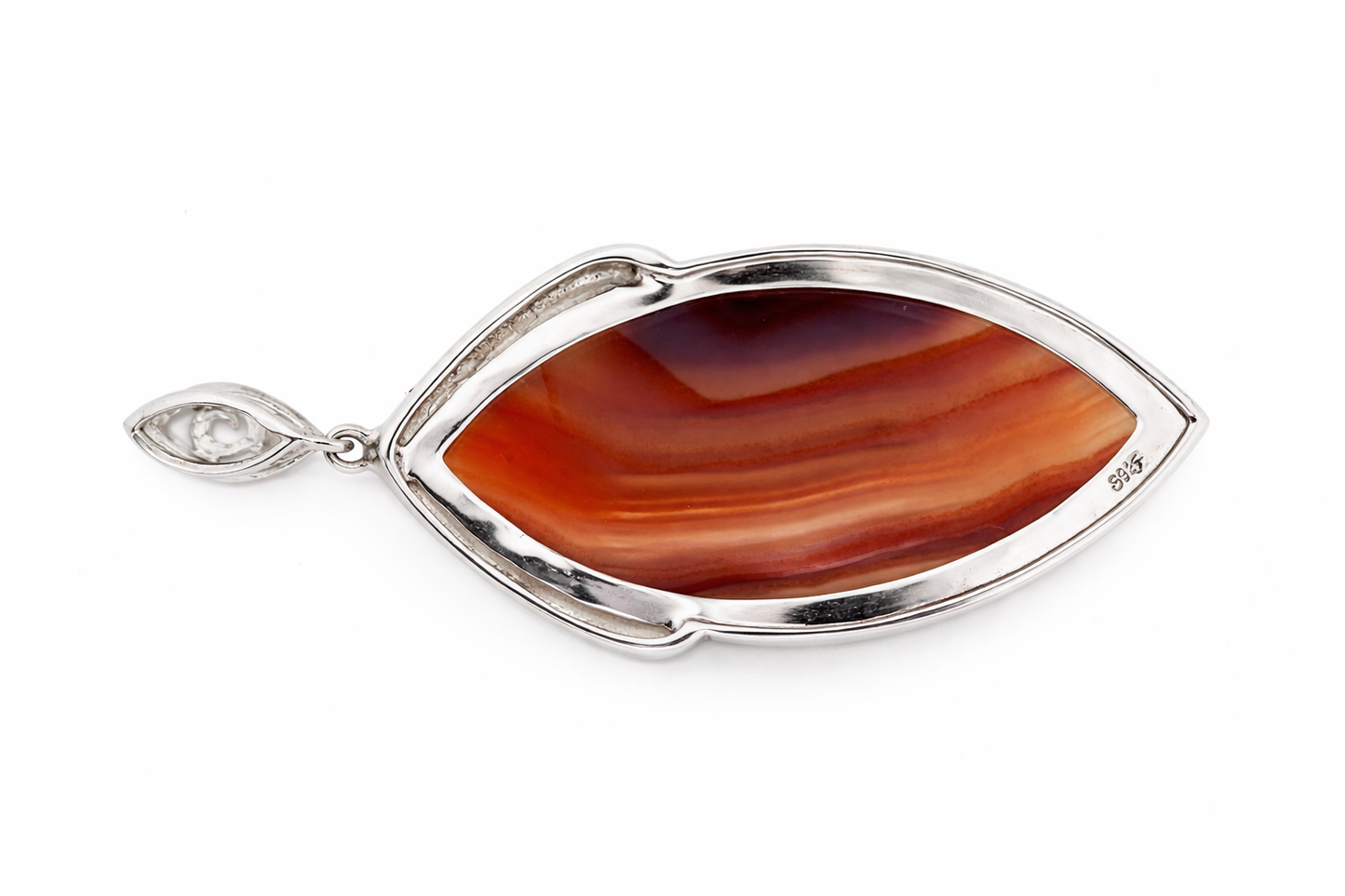 925 Red Agate - White Topaz Pendant -31.45 cts