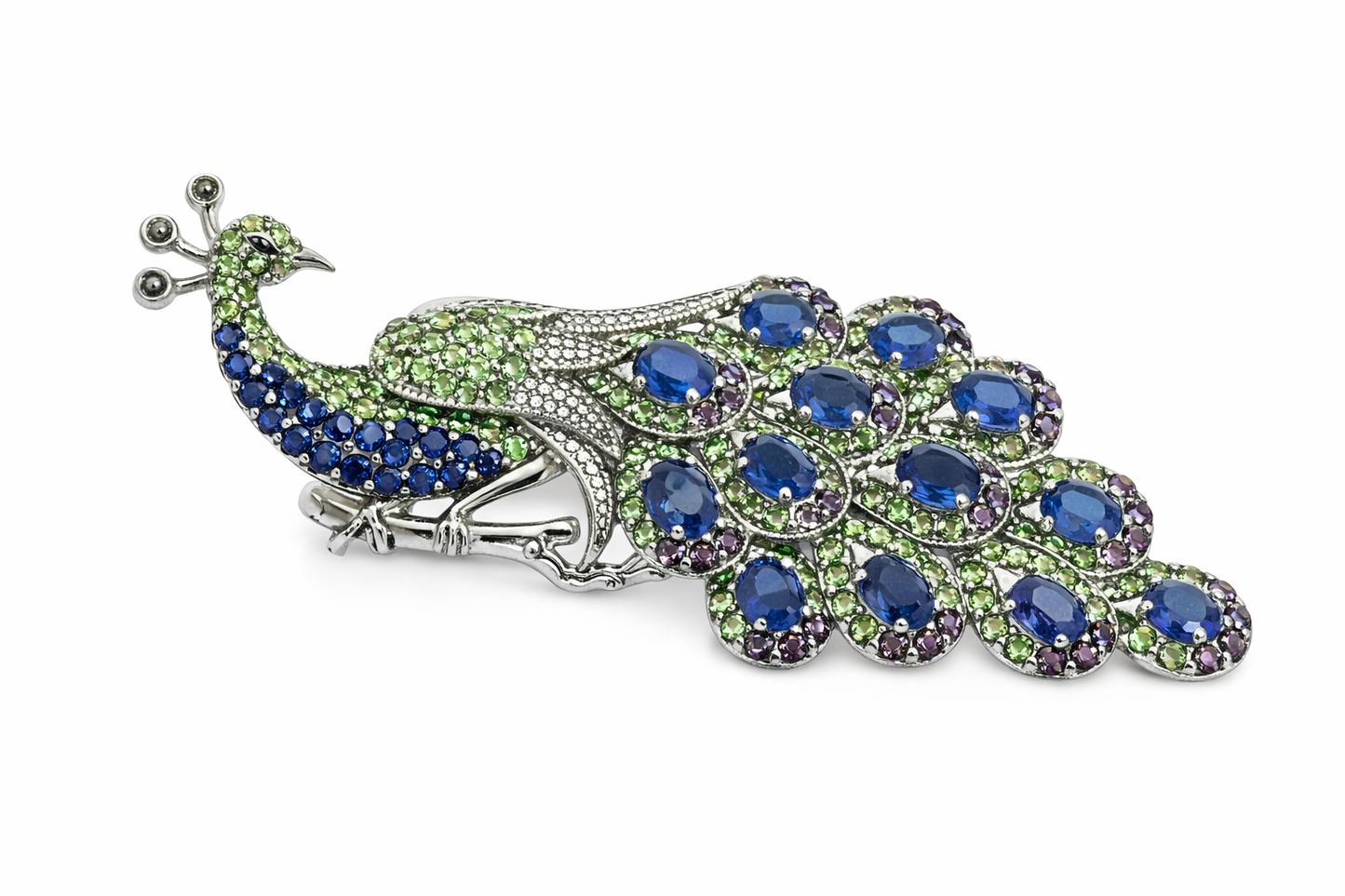 925 Kyanite-Savorite and Rhodolite Brooch