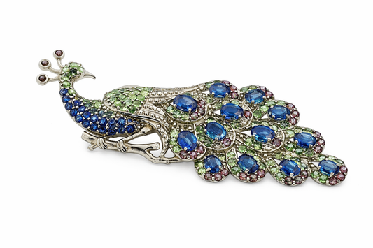 925 Kyanite-Savorite and Rhodolite Brooch