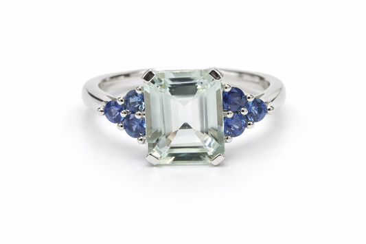 925 AQUAMARINE / SAPPHIRE RING