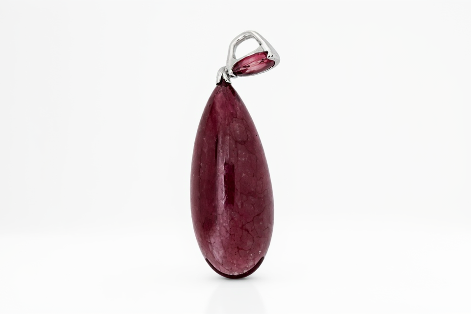 925 SS Glass Filled Ruby w-Pink Tourmaline Pendant- 41DOT90 cts
