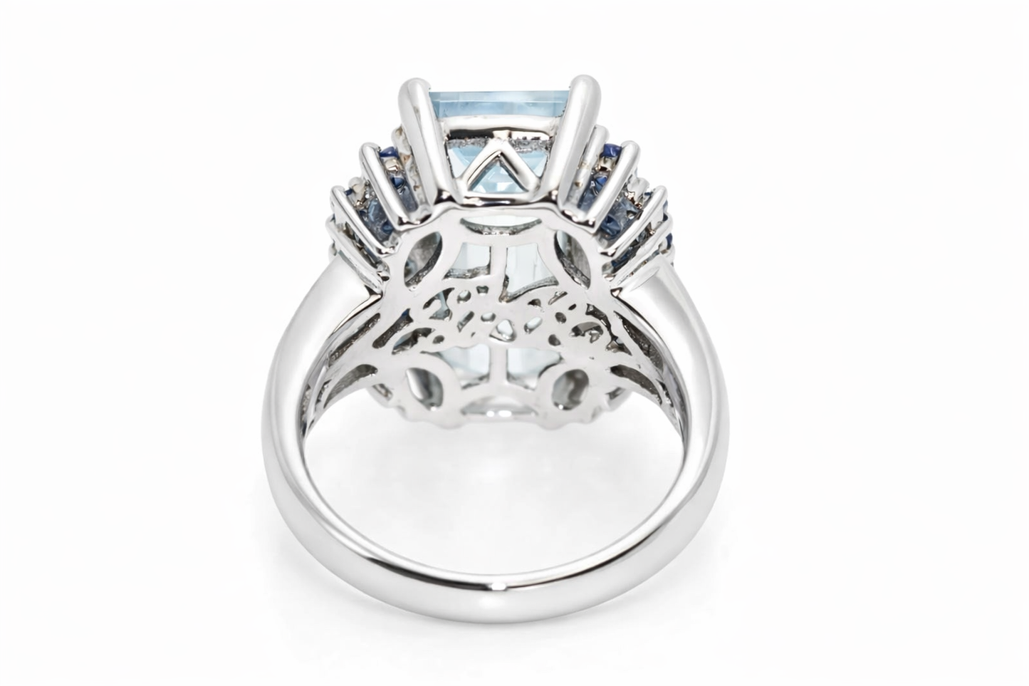 DOT925 Sterling Silver - Aquamarine - Blue Sapphire Ring DOT