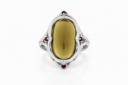 925 Cognac Quartz - Ruby Ring - 12.60 cts